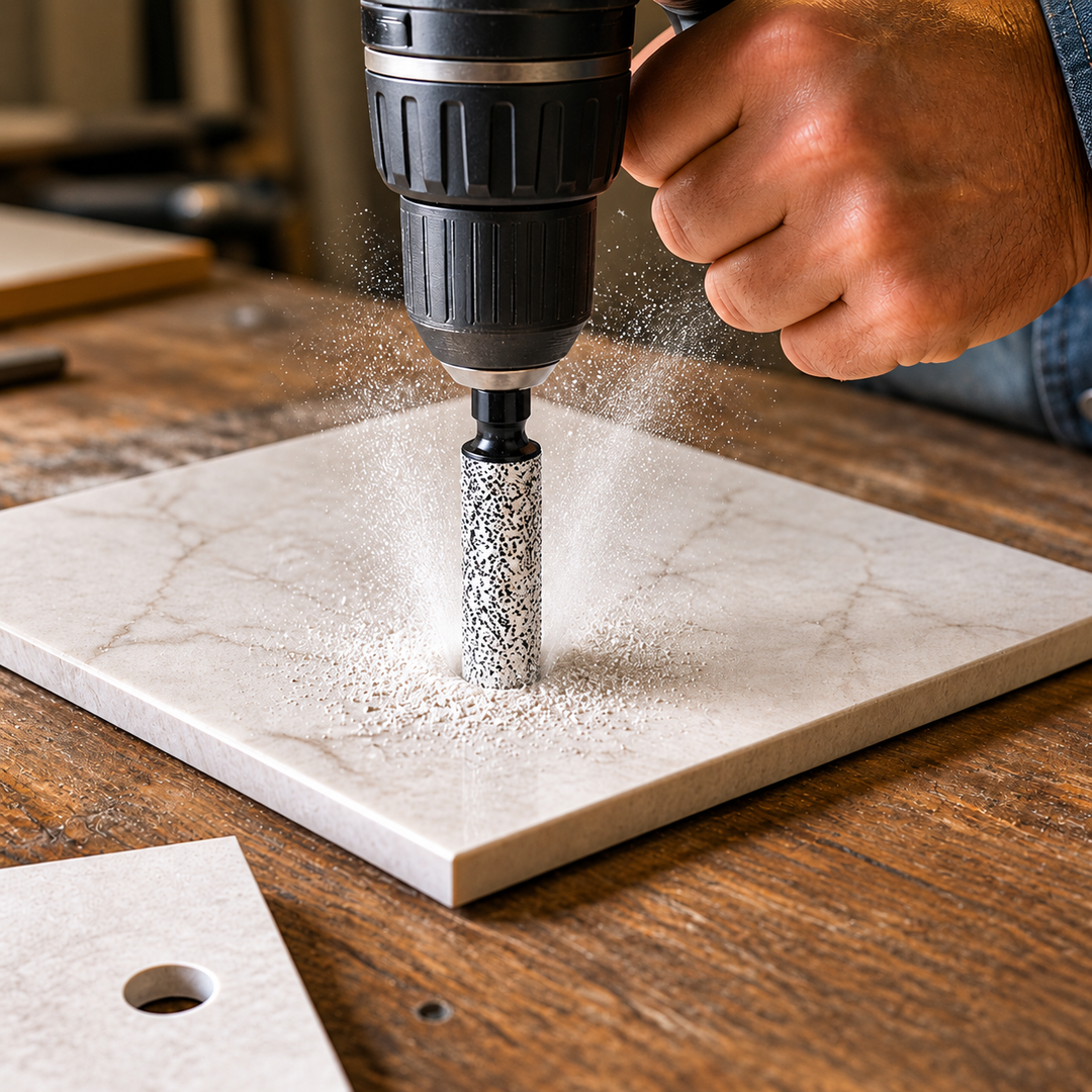 Broca de diamante en seco para azulejos, mármol y vidrio – no necesita agua