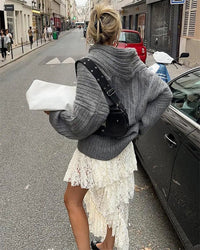 Casual Knitted One-Shoulder Sweater - LuxeOne