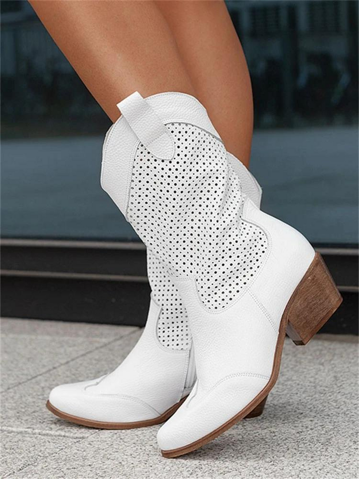 Classic Zip-Up Mid-Calf Fashion Boots - Patricia