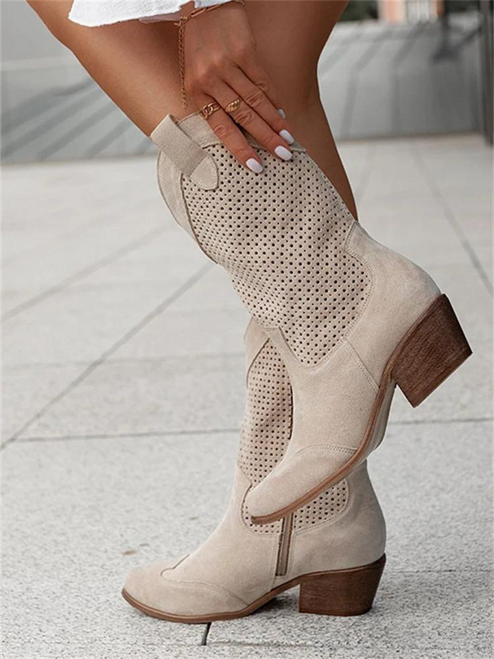 Classic Zip-Up Mid-Calf Fashion Boots - Patricia