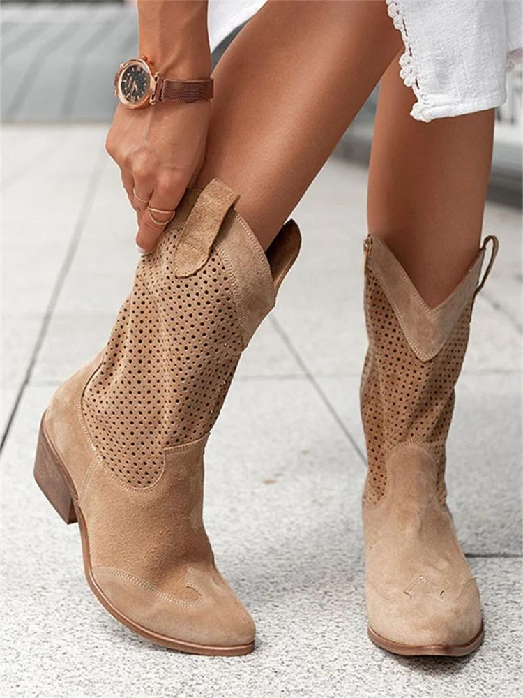 Classic Zip-Up Mid-Calf Fashion Boots - Patricia