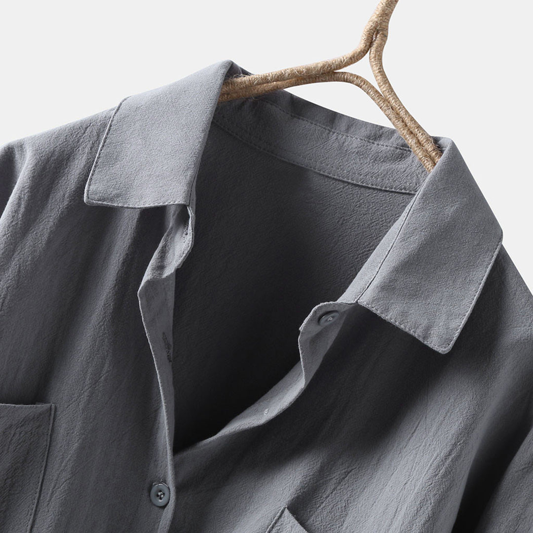 Luchtige Damesblouse met Lange Mouwen en Voorzakken – Selene