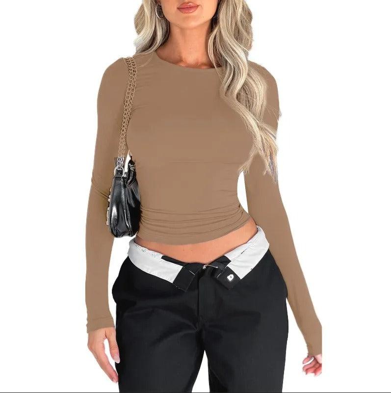 Close-Fitting Crew Neck Top - Patricia