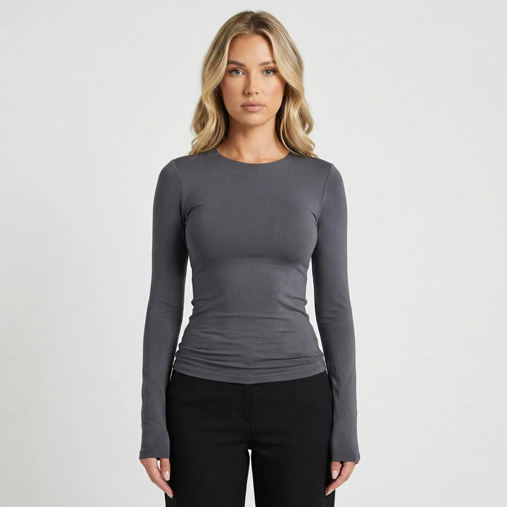 Close-Fitting Crew Neck Top - Patricia
