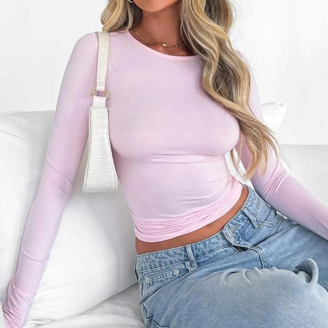 Close-Fitting Crew Neck Top - Patricia