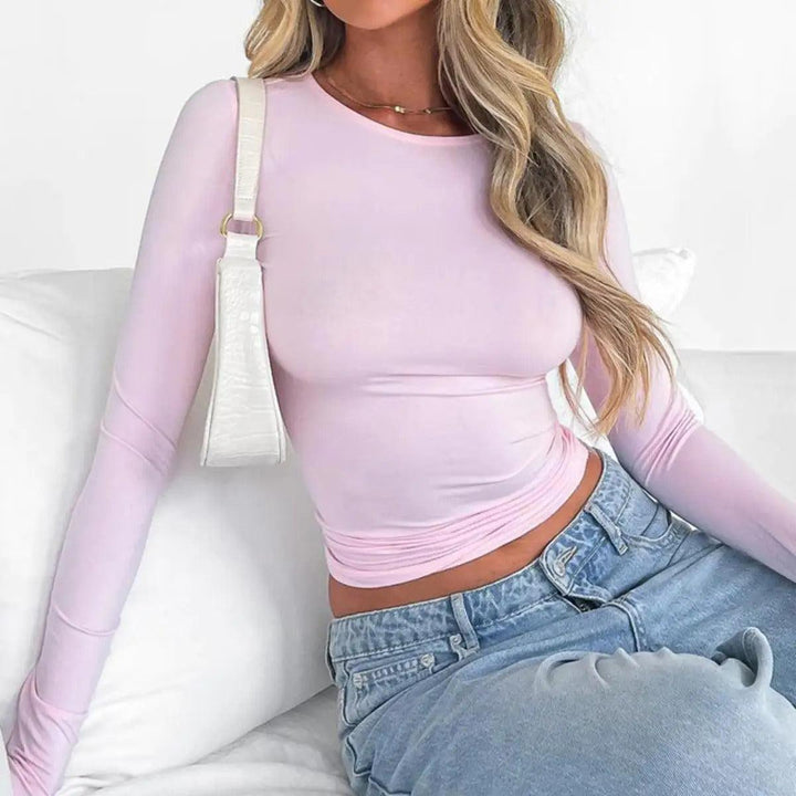 Close-Fitting Crew Neck Top - Patricia