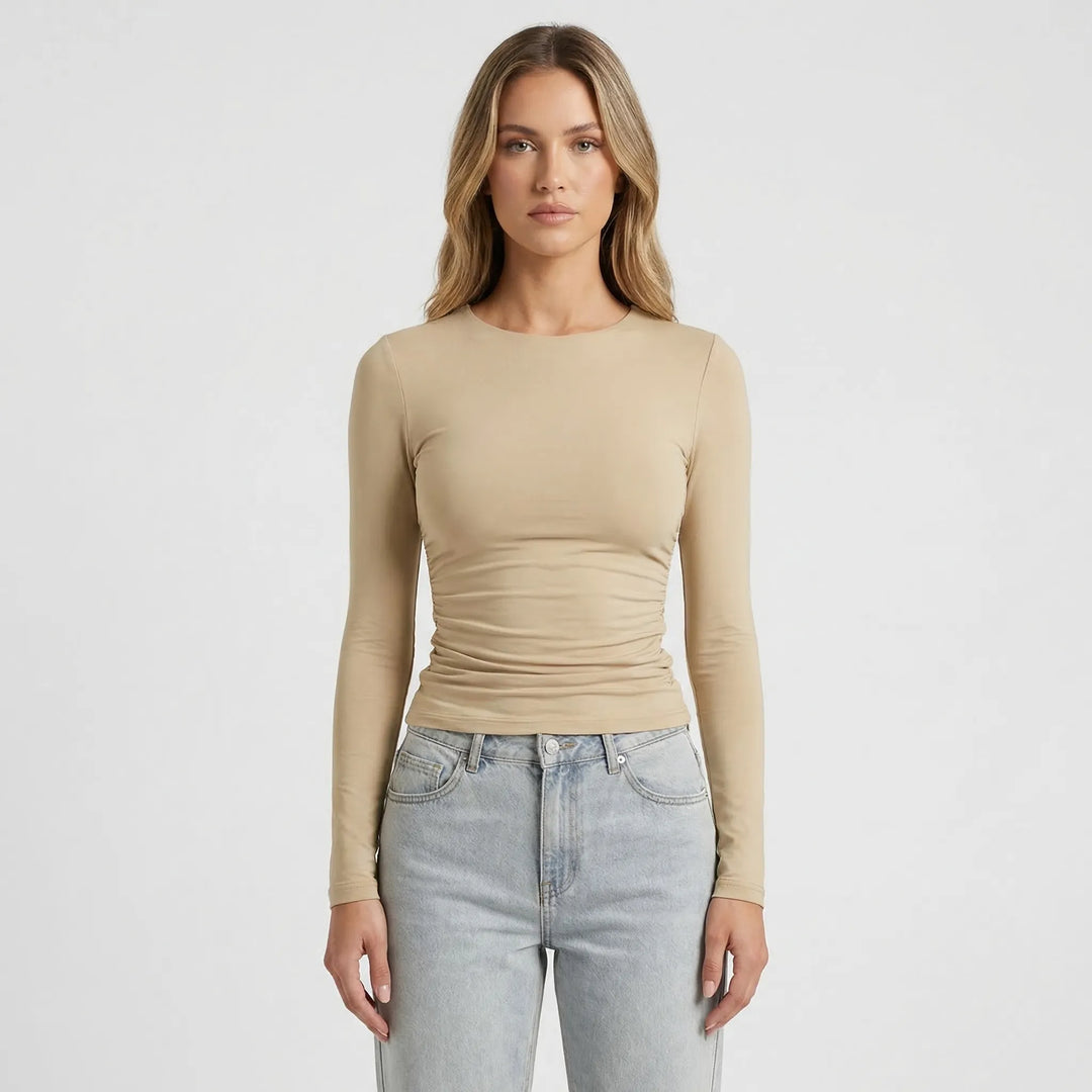Close-Fitting Crew Neck Top - Patricia