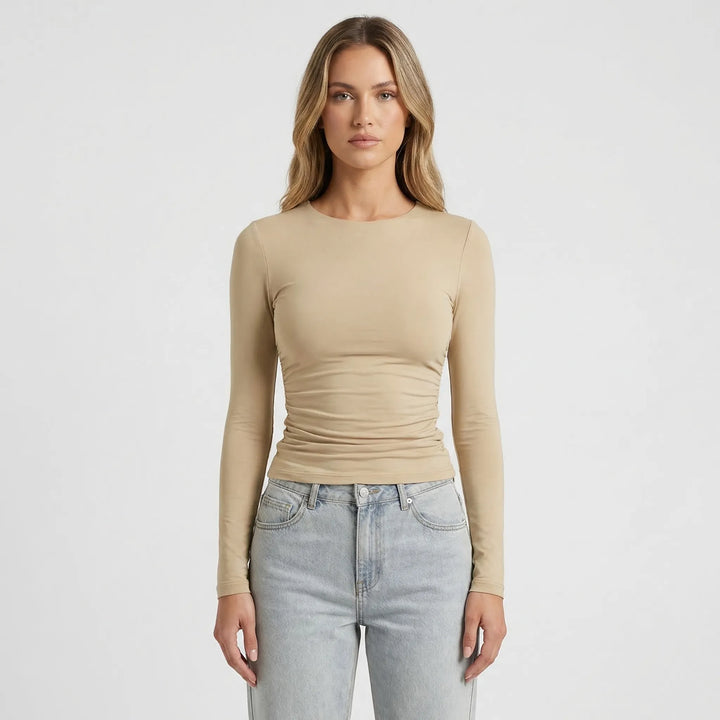 Close-Fitting Crew Neck Top - Patricia