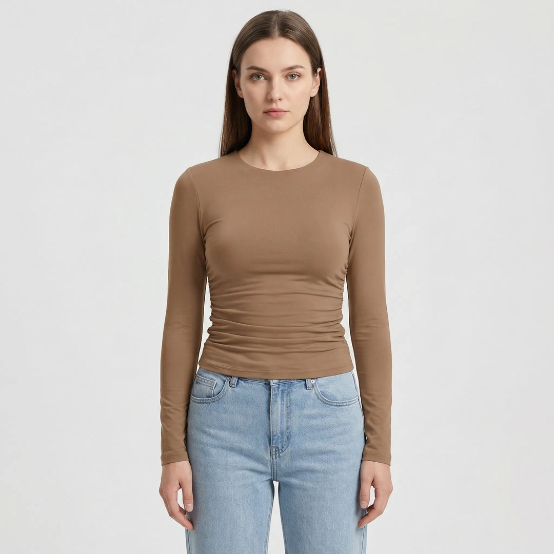 Close-Fitting Crew Neck Top - Patricia