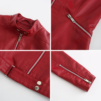 Stylish women's leather jacket in classic design - Marlene
