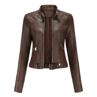 Stylish women's leather jacket in classic design - Marlene