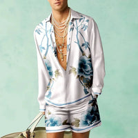Trendy Men's Hawaiian Set with Silk Look - Fabio
