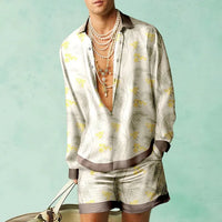 Trendy Men's Hawaiian Set with Silk Look - Fabio