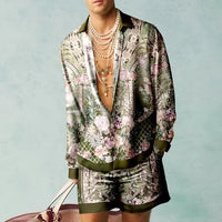 Trendy Men's Hawaiian Set with Silk Look - Fabio
