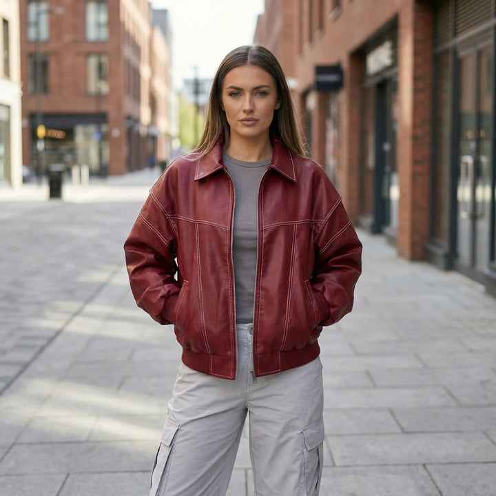 Contrast Stitch Faux-Finish Jacket - Tabitha
