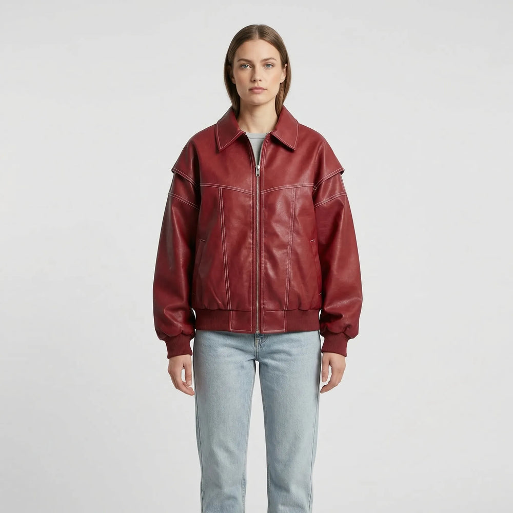 Contrast Stitch Faux-Finish Jacket - Tabitha