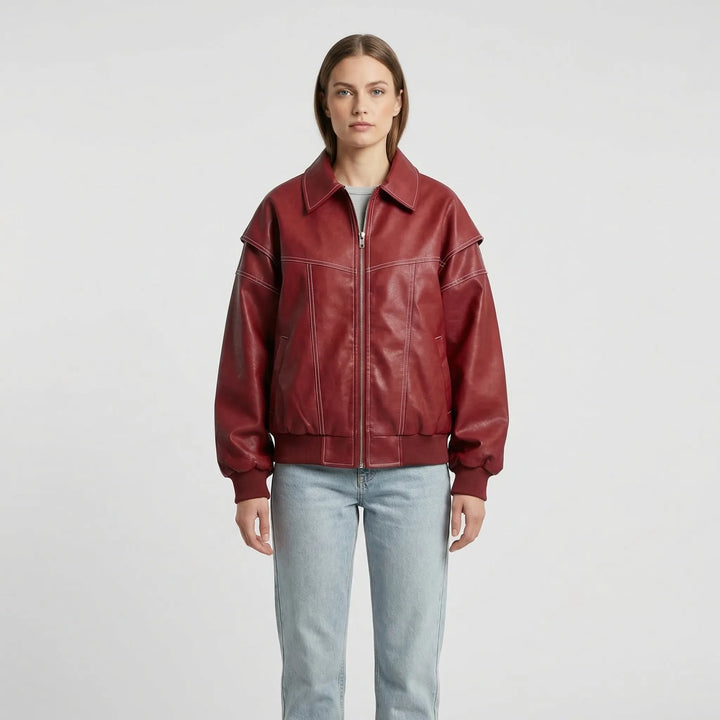 Contrast Stitch Faux-Finish Jacket - Tabitha