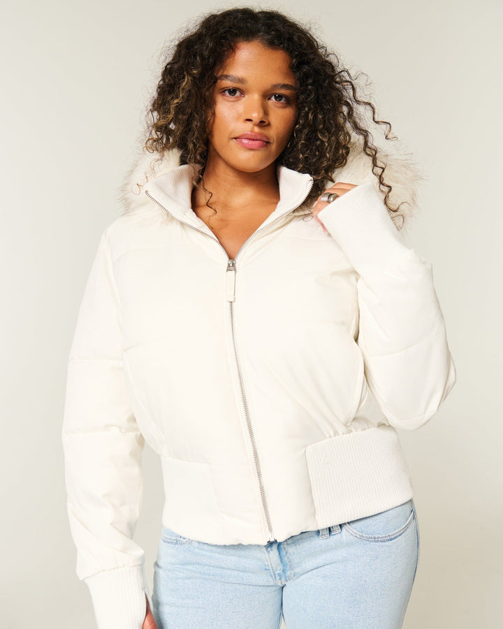 Cropped Quilted Winter Jacket With Hood - Tracy