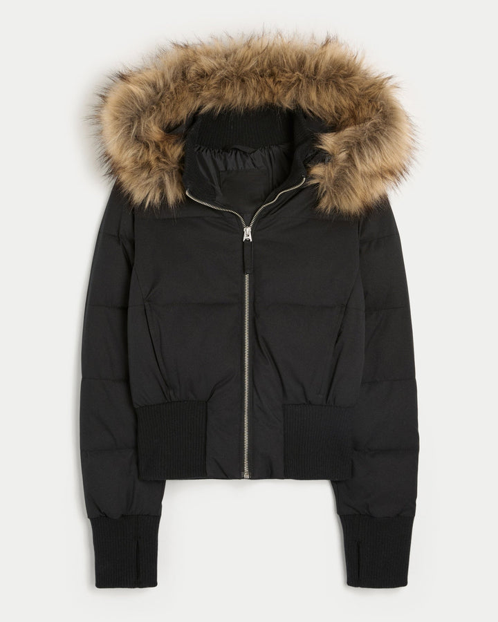 Cropped Quilted Winter Jacket With Hood - Tracy