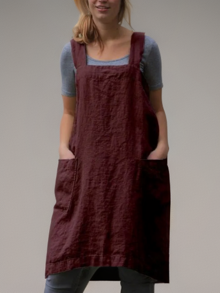 Crossback Pinafore Apron For Women - Heather