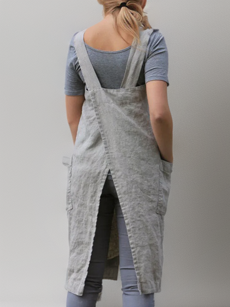 Crossback Pinafore Apron For Women - Heather