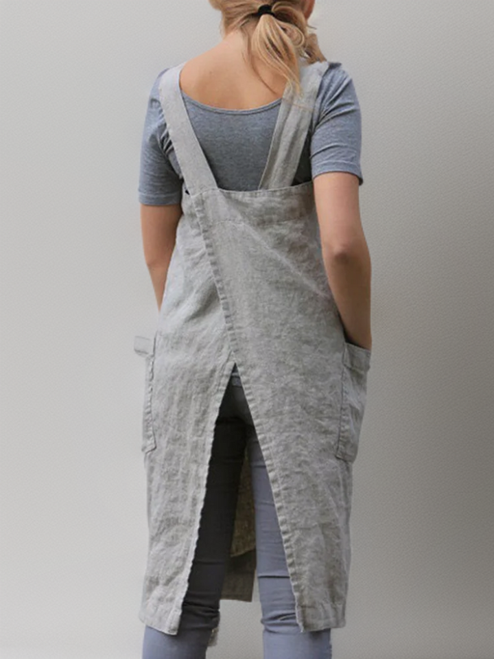 Crossback Pinafore Apron For Women - Heather