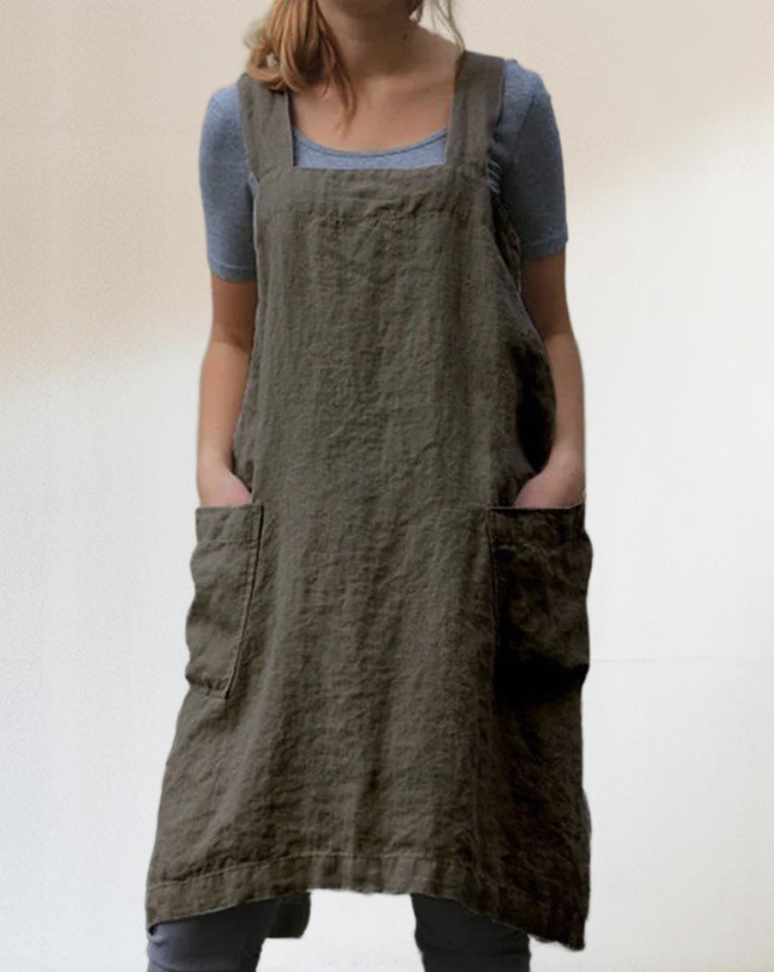 Crossback Pinafore Apron For Women - Heather