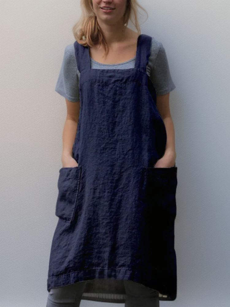 Crossback Pinafore Apron For Women - Heather