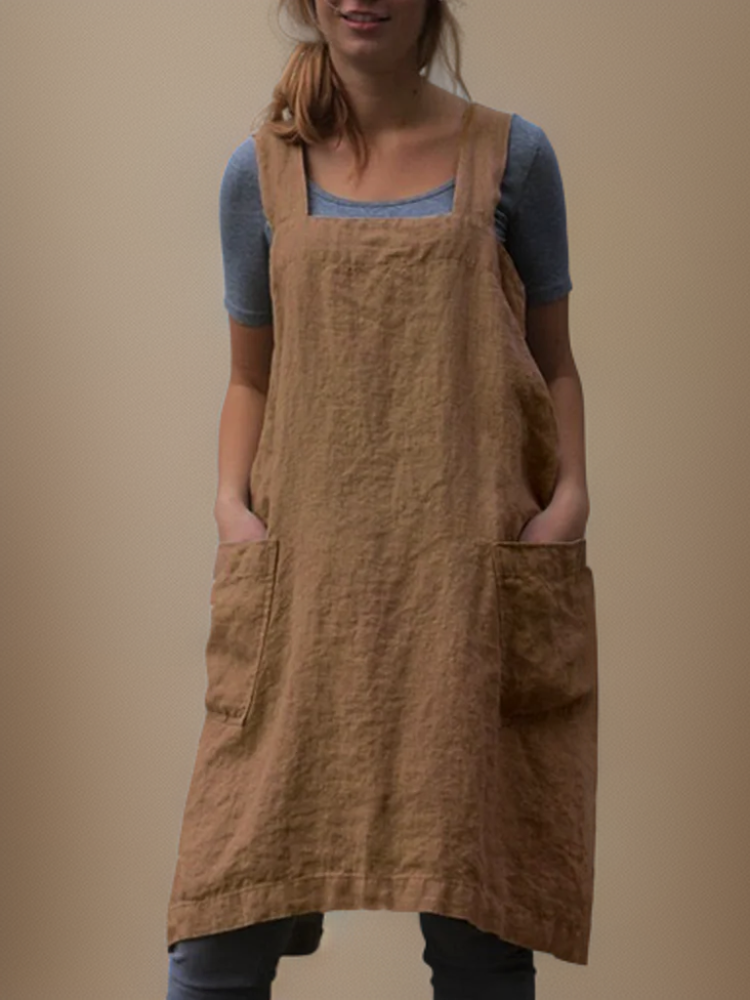 Crossback Pinafore Apron For Women - Heather