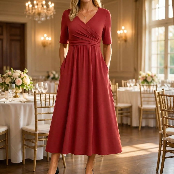 Crossover Wrap Midi Dress - Lucille