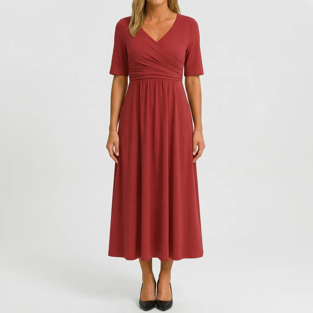Crossover Wrap Midi Dress - Lucille