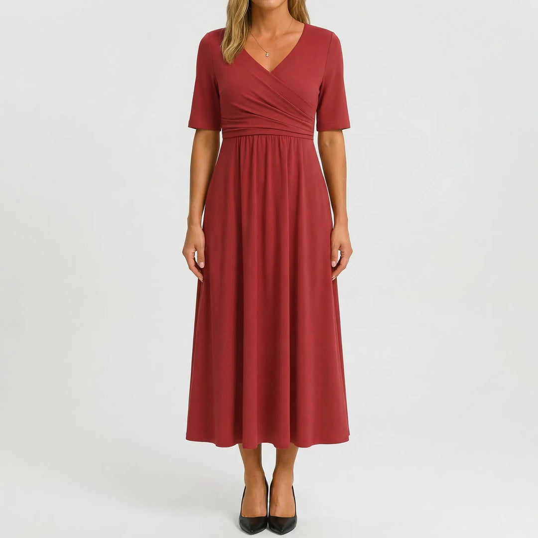 Crossover Wrap Midi Dress - Lucille