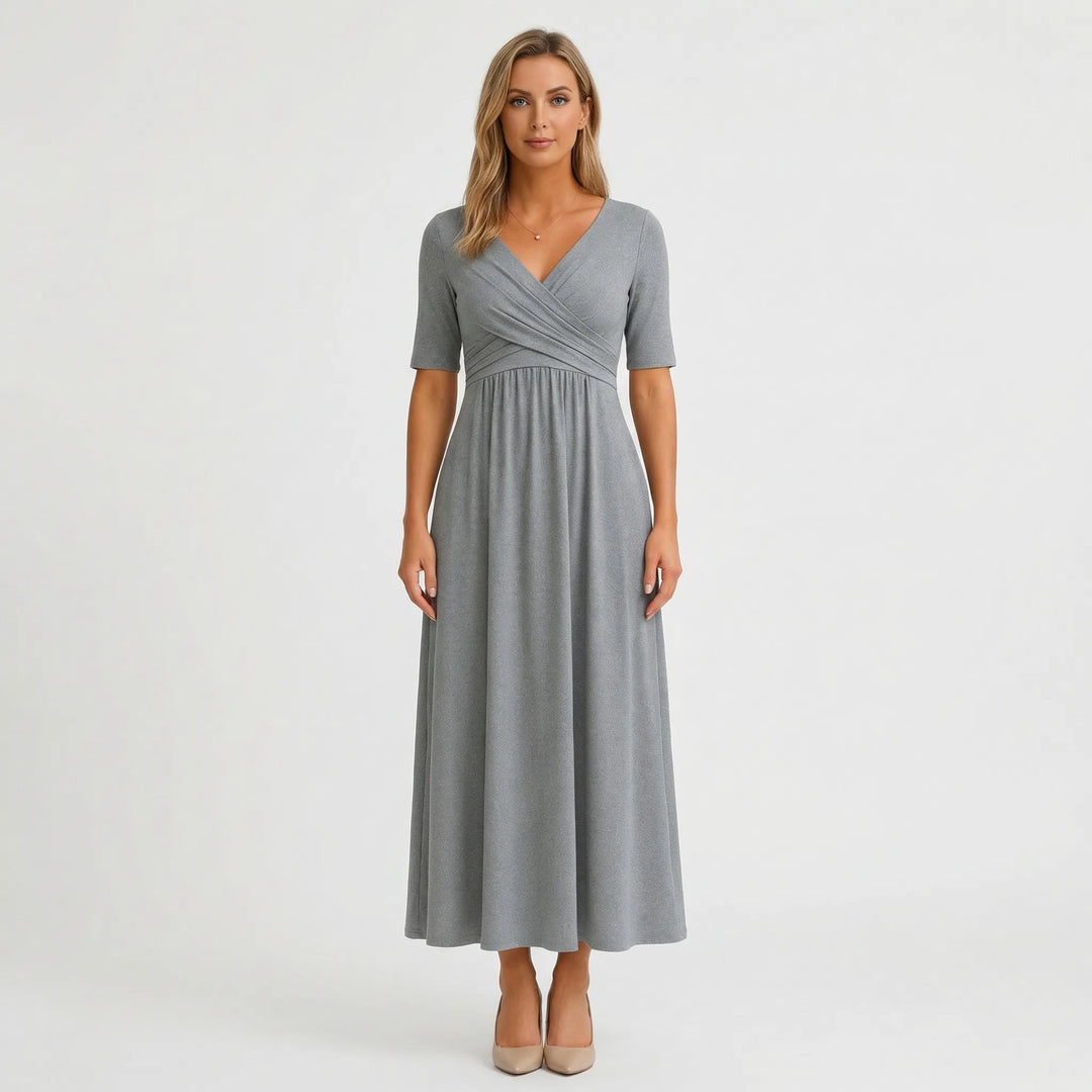 Crossover Wrap Midi Dress - Lucille