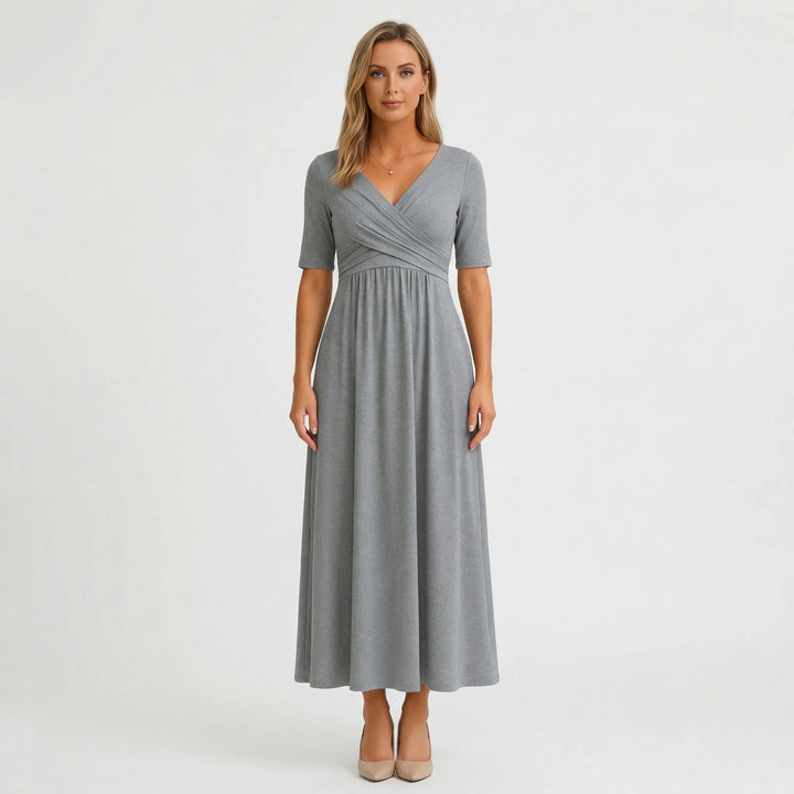 Crossover Wrap Midi Dress - Lucille