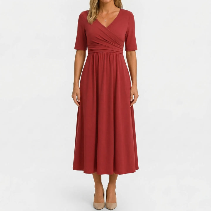 Crossover Wrap Midi Dress - Lucille