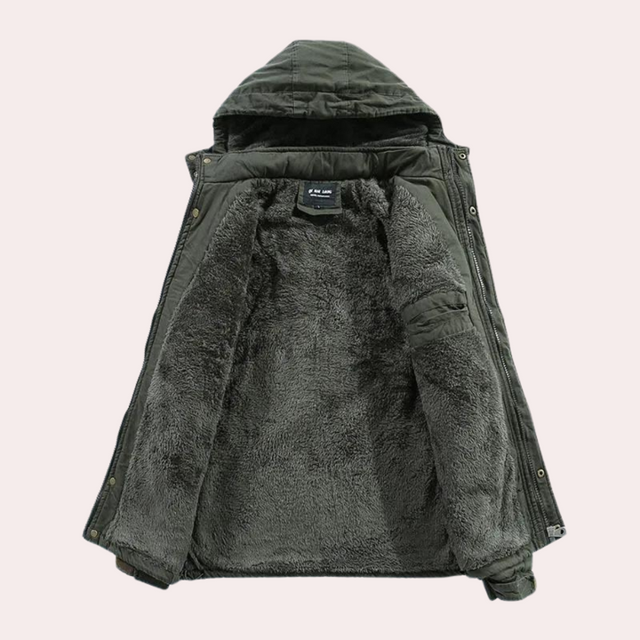 Lined Men's Winter Jacket with Warm Hood - Logan