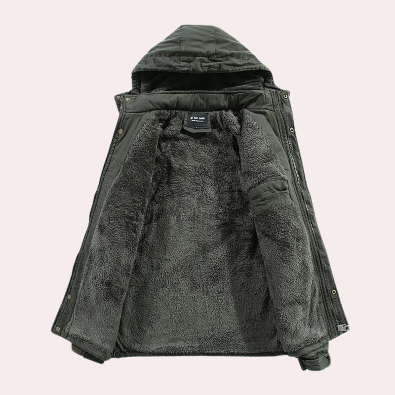 Lined Men's Winter Jacket with Warm Hood - Logan