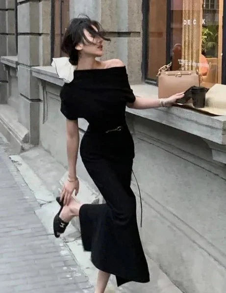 Trendy Bodycon Maxi Dress with Off-Shoulder – Valentina