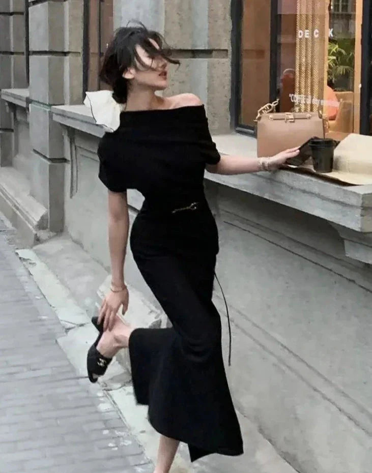 Trendy Bodycon Maxi Dress with Off-Shoulder – Valentina