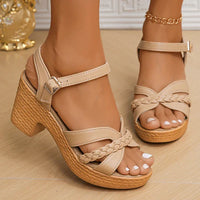 Stylish High Heel Sandals with Adjustable Ankle Strap - Valencia