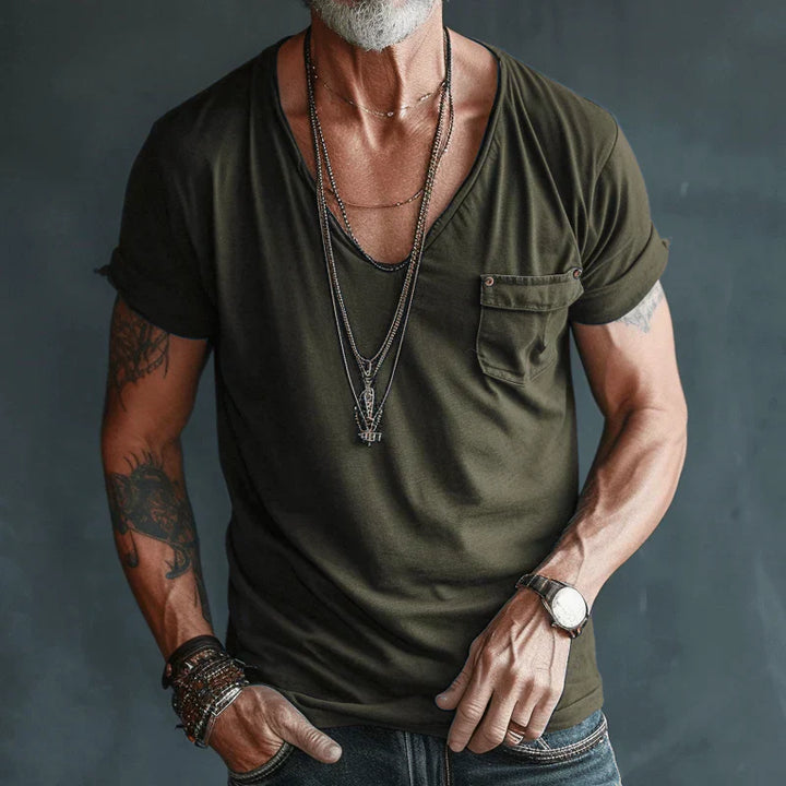 Deep V-Neck Short Sleeve Tee - Ross