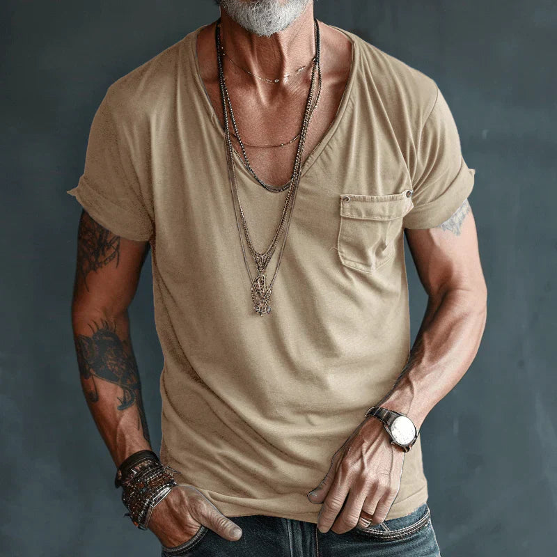 Deep V-Neck Short Sleeve Tee - Ross