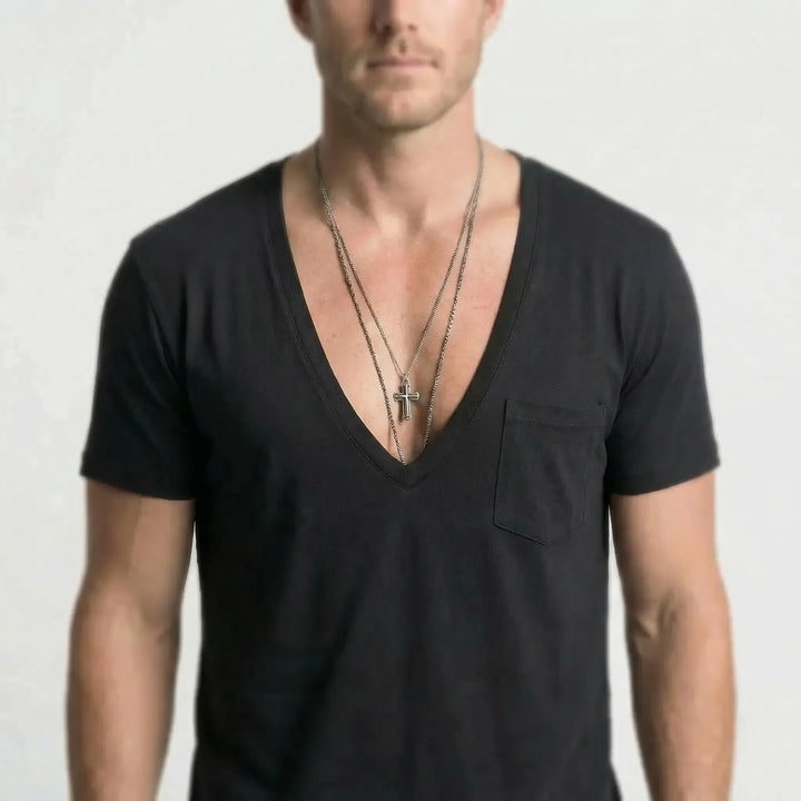 Deep V-Neck Short Sleeve Tee - Ross