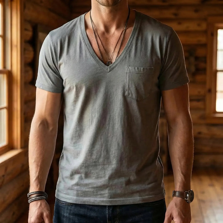 Deep V-Neck Short Sleeve Tee - Ross