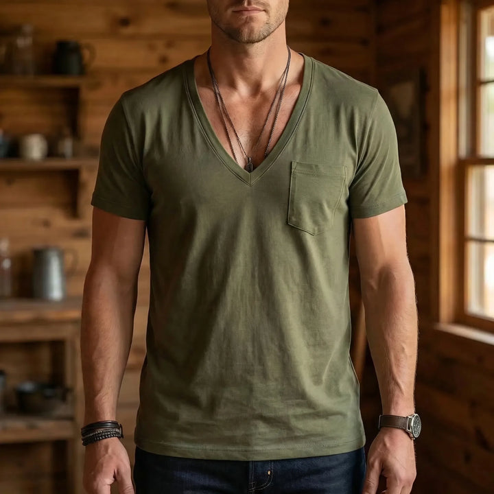 Deep V-Neck Short Sleeve Tee - Ross