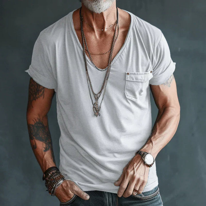 Deep V-Neck Short Sleeve Tee - Ross