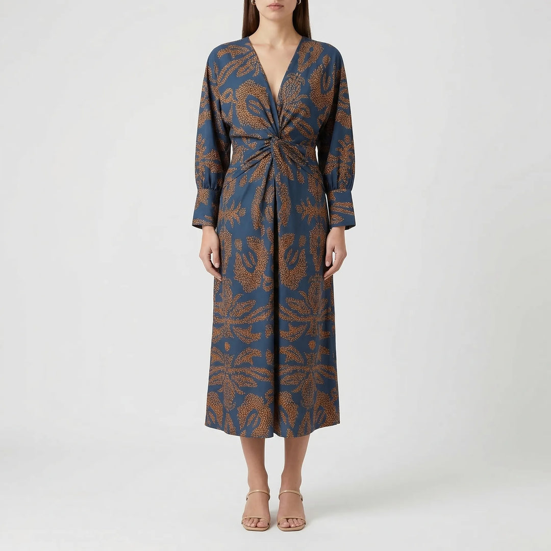 Deep V-Neck Wrap-Style Dress - Daisy