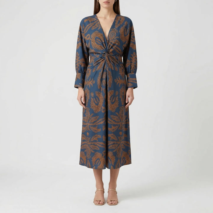 Deep V-Neck Wrap-Style Dress - Daisy