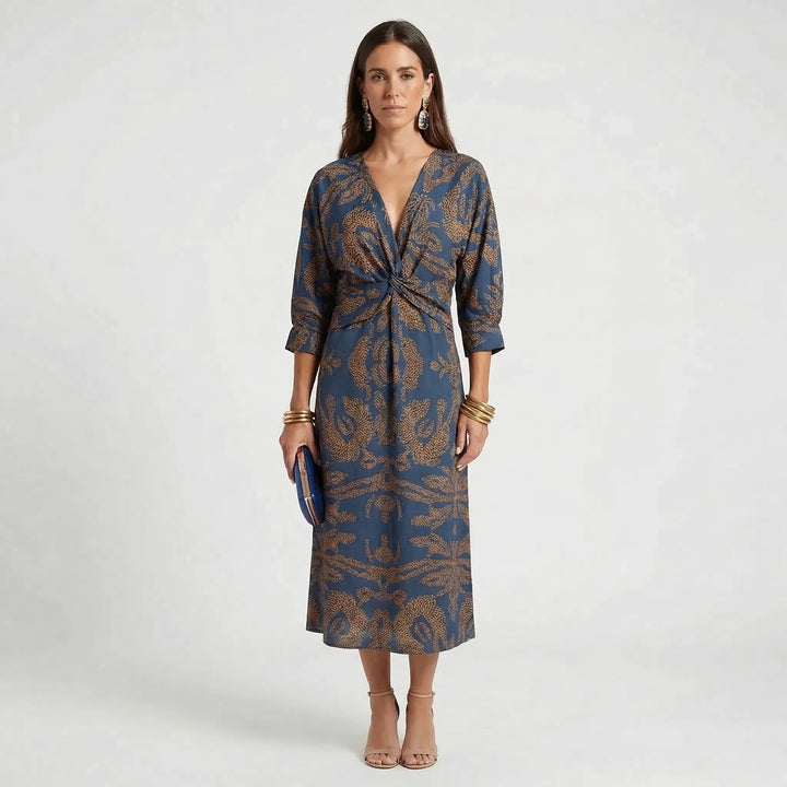 Deep V-Neck Wrap-Style Dress - Daisy
