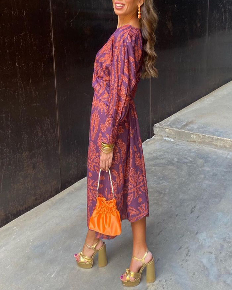 Deep V-Neck Wrap-Style Dress - Daisy